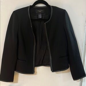 Ann Taylor Petite Blazer with Leather Trim Detail